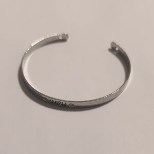 Silver 'WISH' Engraved‎ Cuff Bracelet
